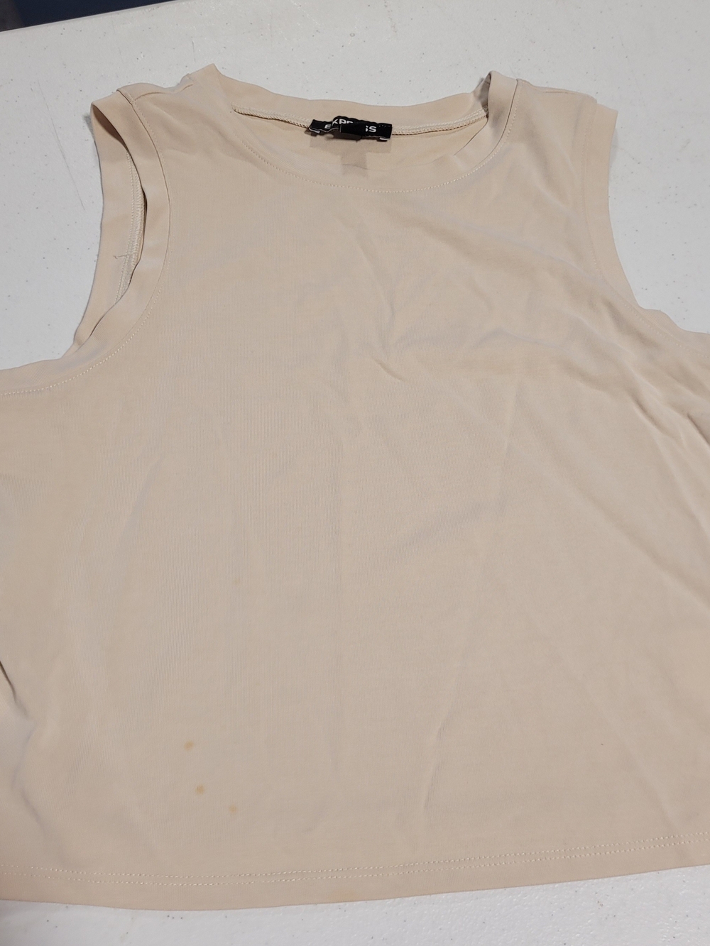 Express Neutral Beige Tank Top with Black Trim